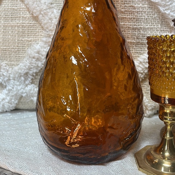 60’s & 70’s Amber Glass Genie Bottle With Stopper MCM - Picture 2 of 12